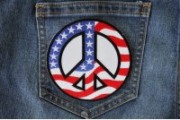 American Flag Peace Sign Patch American Flag Peace Sign Patch