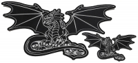 Black Dragon and Skulls Patches -2 Pack Small and Large Black Dragon and Skulls Patches -2 Pack Small and Large
