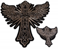 Christian Cross with Wings Small and Large Patch Set