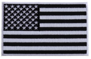 Black and White American Flag Patch with White Borders