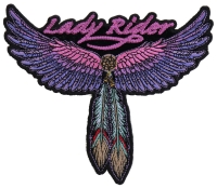 Lady Rider Wings And Feather Small Tribal Patch | Embroidered