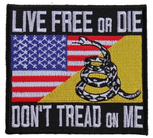 Live Free Or Die Don't Tread On Me Gadsden American Flag Patch | Embroidered Patches