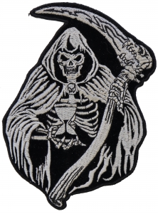Reaper Skull Sand Clock Small Patch | Embroidered Biker Patches