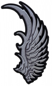 A23 3782 Biker Vest LEFT SILVER EAGLE WING 4/" x 8/" iron on patch