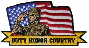 Duty Honor Country Soldier with US Flag Patch