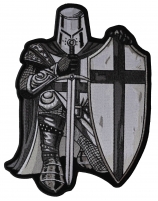 Crusader Kneeling Knight Black White Large Back Patch