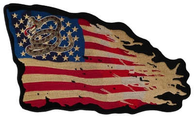 Large Dont Tread On Me Round Gadsden Snake Patriotic Embroidered Biker Patch 