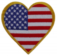 Gold Border Love US Flag Heart Patch | Embroidered Patches
