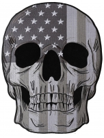 Gray USA Flag Skull Large Back Patch