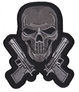 Guns And Skull Chrome Patch - Skull Patches