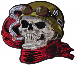 Helmet Skull Scarf Biker 69 Large Back Patch