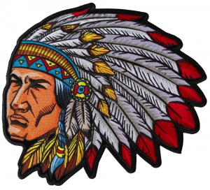 Indian Head Dress Chief Large Back Patch