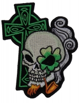 Irish Skull Cross Smoking Pipe Small Patch