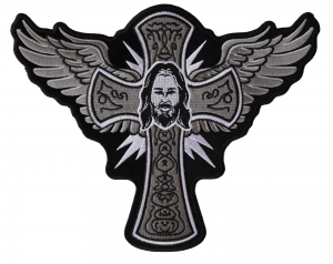 Jesus Wings and Cross Large Christian Back Patch