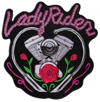 Lady Rider Chain Engine Large Biker Back Patch