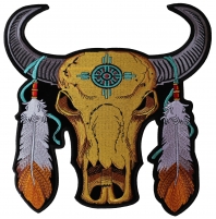 Large Buffalo And Feathers Back Patch | Embroidered Patchese