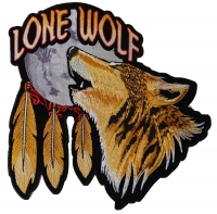 Lone Wolf Howling At The Moon Large Back Patch | Embroidered Biker Patches