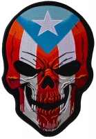 Puerto Rican Large Skull Back Patch With Puerto Rico Flag Colors