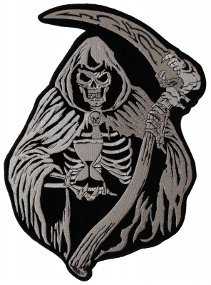 Skull Biker with helmet Embroidered Iron on Sew on Patch lv1380 