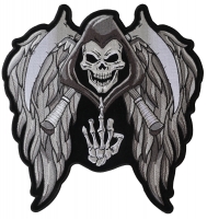 Reaper Skull Wings Middle Finger Patch Large