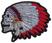 Screaming Indian Skull With Head Dress Small Patch | Skull Patches