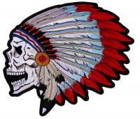 Screaming Skull With Head Dress Indian Large Patch | Embroidered Patches