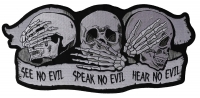 See No Evil Speak No Evil Hear No Evil Skull Large Patch
