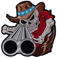 Shotgun Barrel Willy Skull Large Back Patch | Embroidered Patches