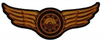 Winged Wheel Small Orange Patch | Embroidered Biker Patches