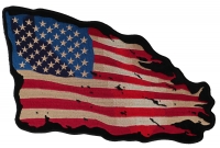 Tattered US American Flag Large Back Patch