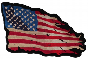 Tattered US American Flag Large Back Patch