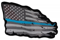 Thin Blue Line American Tattered Flag Large Back Patch