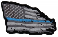 Thin Blue Line American Tattered Flag Patch