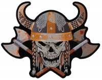 Viking Skull With Axes And Horn Helmet Patch