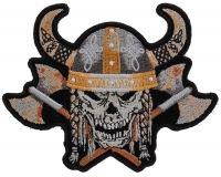Viking Skull With Axes And Horn Helmet Small Patch