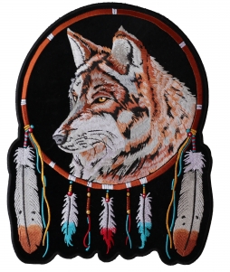 Wolf And Feathers Large Back Patch | Embroidered Patches