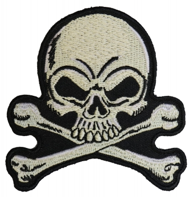 U-Sky Sew or Iron on Patches, 3pcs Cross Bone Skull Head Iron Patches for  Jacket, White Embroidery Patches for Clothing, Patches for Backpacks, Size