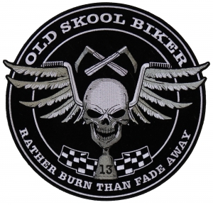 Medium Patriotic American Flag Fighter Pilot Skull With Wings Biker Patch