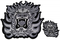 Angry Lion Embroidered Patch Set Small And Large Angry Lion Embroidered Patch Set Small And Large