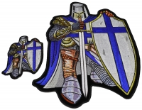Blue Crusader Knight Patch Set Small And Large Back Patch Blue Crusader Knight Patch Set Small And Large Back Patch