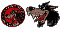 Cartoon Wolf Patch Set For Bikers Lone Wolf No Clubs Cartoon Wolf Patch Set For Bikers Lone Wolf No Clubs