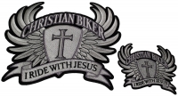Christian Biker Patch Set Large And Small I Ride With Jesus Patches | Embroidered Patches Christian Biker Patch Set Large And Small I Ride With Jesus Patches | Embroidered Patches