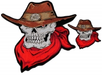 Cowboy Skull Patch Two Piece Set Brown Hat Red Scarf Cowboy Skull Patch Two Piece Set Brown Hat Red Scarf