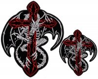 Dragon Skeleton And Cross Patch Set Small And Large Dragon Skeleton And Cross Patch Set Small And Large
