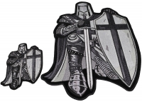 Kneeling Crusader Knight Black And White 2 Piece Patch Set Kneeling Crusader Knight Black And White 2 Piece Patch Set