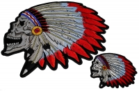 Native Indian Skull Patches With Head Dress Small And Large Set Native Indian Skull Patches With Head Dress Small And Large Set