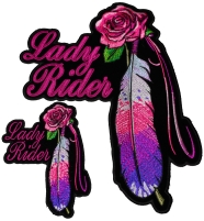 Pink Rose And Feather Lady Rider Patches Small And Large Pink Rose And Feather Lady Rider Patches Small And Large
