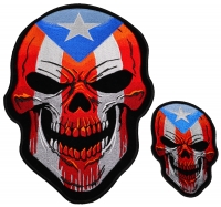 Puerto Rico Flag Skull Small And Large Patch Set Puerto Rico Flag Skull Small And Large Patch Set