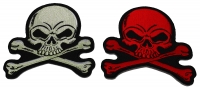 Set of 2 Gray and Red 4 inch Skull Patches