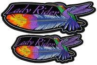 set of 2 Medium and Large Lady Rider Hummingbird Patches set of 2 Medium and Large Lady Rider Hummingbird Patches